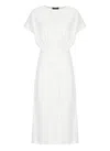Fabiana Filippi Elasticated Band Crewneck Midi Dress In Neutral