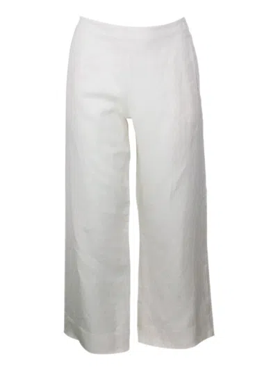 Fabiana Filippi Wide Leg Linen Viscose Trousers In Beige