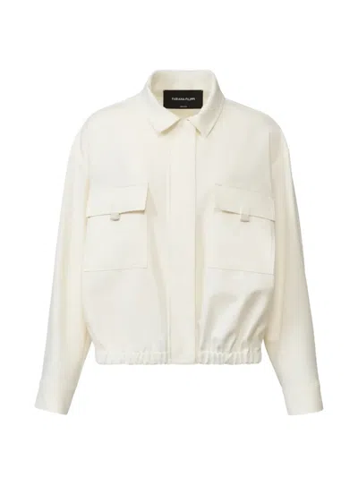 Fabiana Filippi Elasticated-hem Flap-pocket Bomber Jacket In White