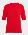 Fabiana Filippi Elbow-sleeve Crewneck Cashmere Sweater In Red