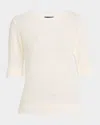 Fabiana Filippi Sequin Short Sleeve Crew Neck Sweater In White