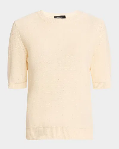 Fabiana Filippi Elbow-sleeve Sequin Knit Sweater In Beige Over