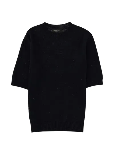 Fabiana Filippi Linen Blend T-shirt In Black