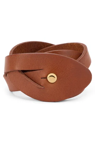 Fabiana Filippi Elegant And Modern Brown Leather Bracelet. In Metallic