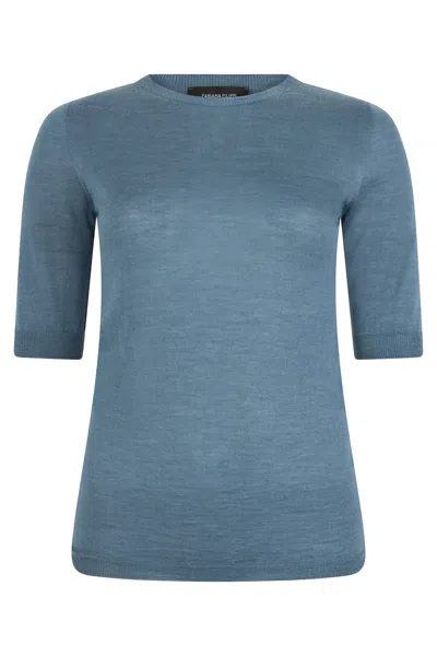 Fabiana Filippi Elegant Blue Sweater With Three-quarter Sleeves And A Minimalist Design.