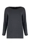 Fabiana Filippi Elegant Grey Wool Blend Sweater With Lurex Accents In Anthracite