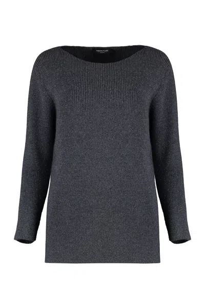 Fabiana Filippi Elegant Grey Wool Blend Sweater With Lurex Accents In Anthracite