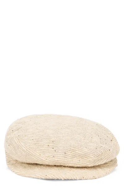 Fabiana Filippi Elegant Hat In Sandy Tones In Light Fabric. In Pattern