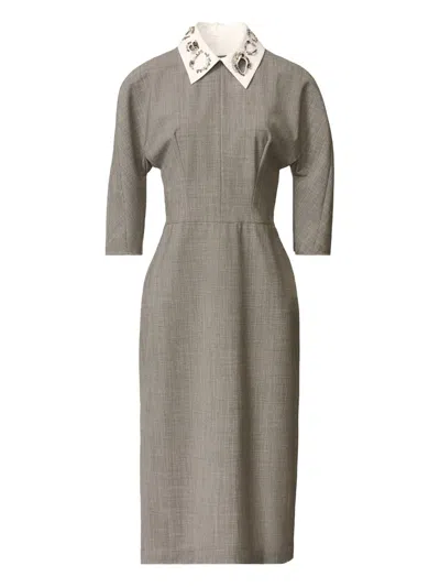 Fabiana Filippi Midikleid Mit Verziertem Kragen In Gray
