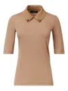 Fabiana Filippi Short Sleeve T-shirt With Knit Collar And Pins In Brown