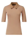 Fabiana Filippi Short Sleeve T-shirt With Knit Collar And Pins In Brown