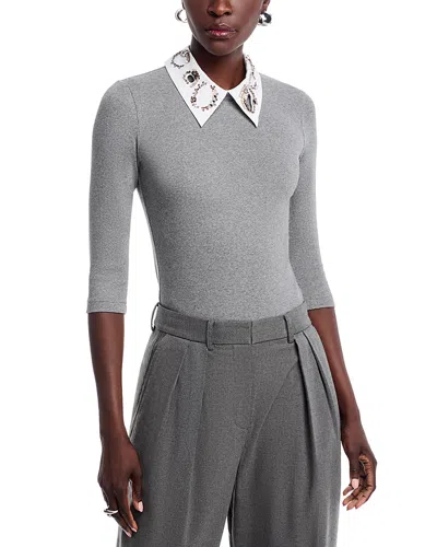 Fabiana Filippi Crystal-embellishment T-shirt In Gray
