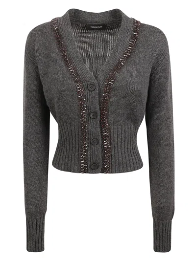 Fabiana Filippi Embellished Cropped Cardigan In Gray
