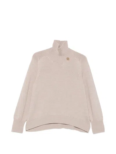 Fabiana Filippi Embellished High-neck Sweater In Brown
