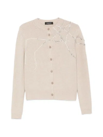Fabiana Filippi Embellished Knitted Cardigan In Gray