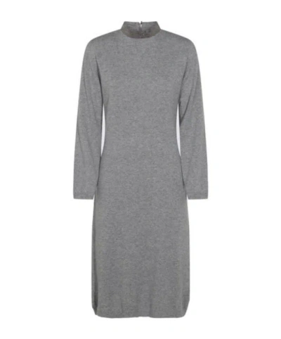 Fabiana Filippi Knee Length Dress High Neckline In Gray