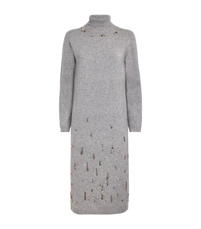 Fabiana Filippi Embellished Rollneck Midi Dress In Gray