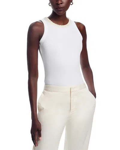 Fabiana Filippi Embellished Rowing Tank Top In Open White