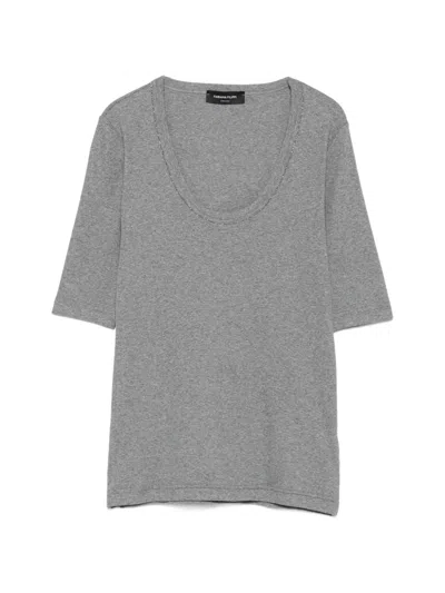 Fabiana Filippi Embellished Scoop-neck T-shirt In Gray
