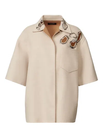 Fabiana Filippi Embellished Short-sleeved Shirt Jacket In Neutral
