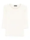 Fabiana Filippi Stylish Knit Sweater Embellished Neckline In Neutral