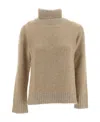 Fabiana Filippi High-neck Wool Jersey Sweater In Nude