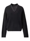 Fabiana Filippi Embellished V-neck Sweater In Blue