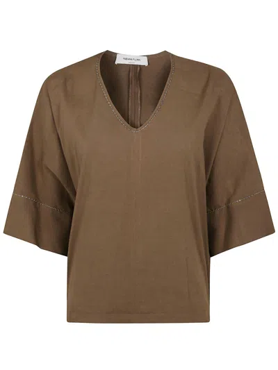 FABIANA FILIPPI EMBELLISHED V-NECK TOP