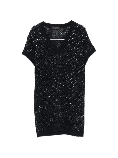 Fabiana Filippi Embellished V-neck T-shirt In Blue