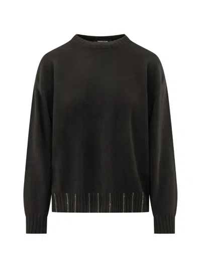 Fabiana Filippi Embellished-ribbed Crew-neck Sweater In Animal Print