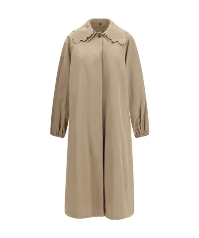 Fabiana Filippi Embroidered Collar Trench Coat In Brown