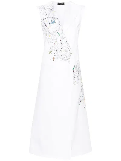 Fabiana Filippi Embroidered Cotton Wrap Dress In White