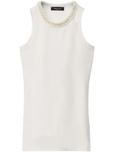 FABIANA FILIPPI EMBROIDERED-NECK TANK TOP