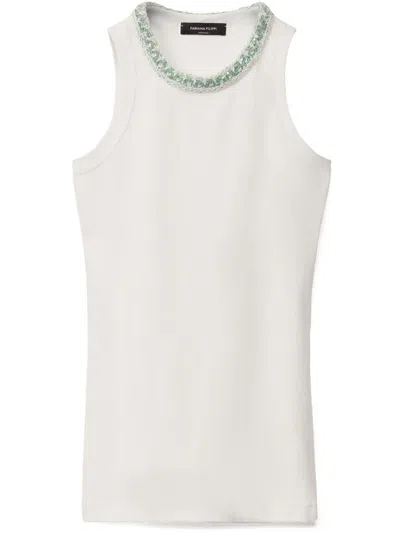 Fabiana Filippi Embroidered-neck Tank Top In White