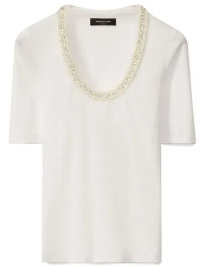 Fabiana Filippi Embroidered-neck Top In White