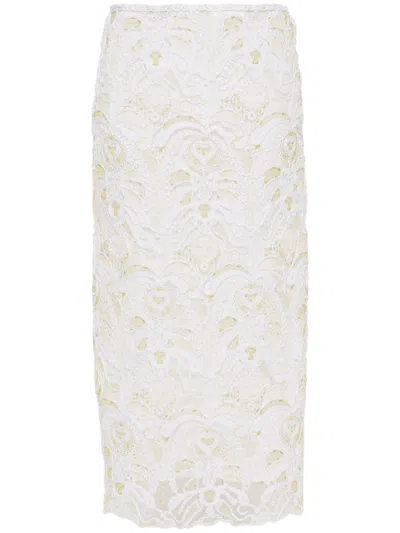 Fabiana Filippi Embroidered Open-knit Skirt In Neutrals