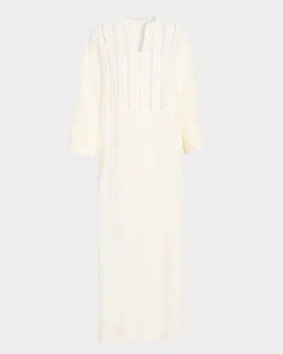 Fabiana Filippi Embroidered Viscose-linen Tunic Midi Dress In Brown