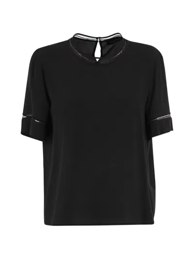 Fabiana Filippi Embroidered-trim Blouse In Black