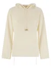 Fabiana Filippi English Rib Co Hooded Sweater In Neutral