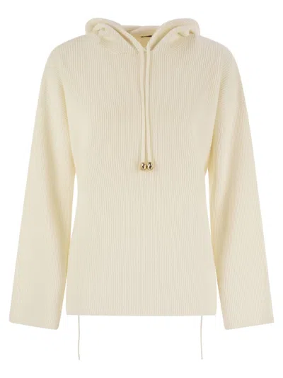 FABIANA FILIPPI ENGLISH RIB CO HOODED SWEATER