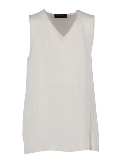 Fabiana Filippi Enver Satin Front Back Top With Filo Diamante Detail In White