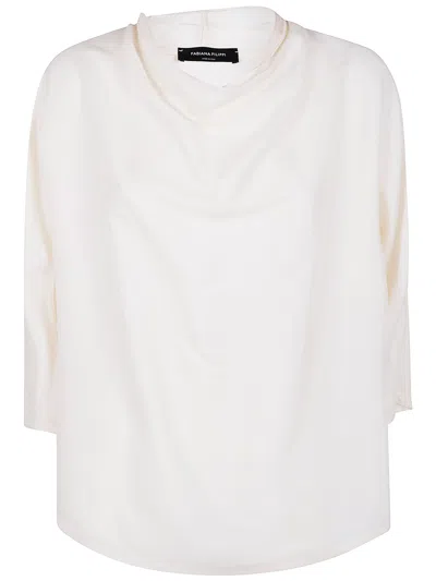 Fabiana Filippi Enver Satin Short Sleeve Top With Detail In White