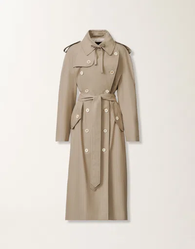 Fabiana Filippi Extra-fine Twill Double-breasted Trench Coat In Brown