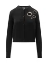Fabiana Filippi Black Cardigan With Jewel Applications In Black