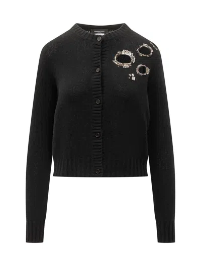 Fabiana Filippi Black Cardigan With Jewel Applications