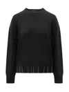 Fabiana Filippi Black Crew Neck Sweater With Luminous Details In Black