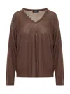 Fabiana Filippi Brown Sweater With Lurex In Brown