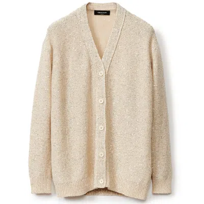 Fabiana Filippi Cotton Cardigan With Sequins In Gold