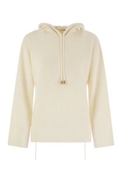 Fabiana Filippi English Rib Co Hooded Sweater In Neutral