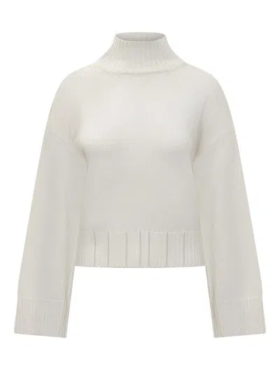 Fabiana Filippi Ribbed Knit Turtleneck Sweater In White